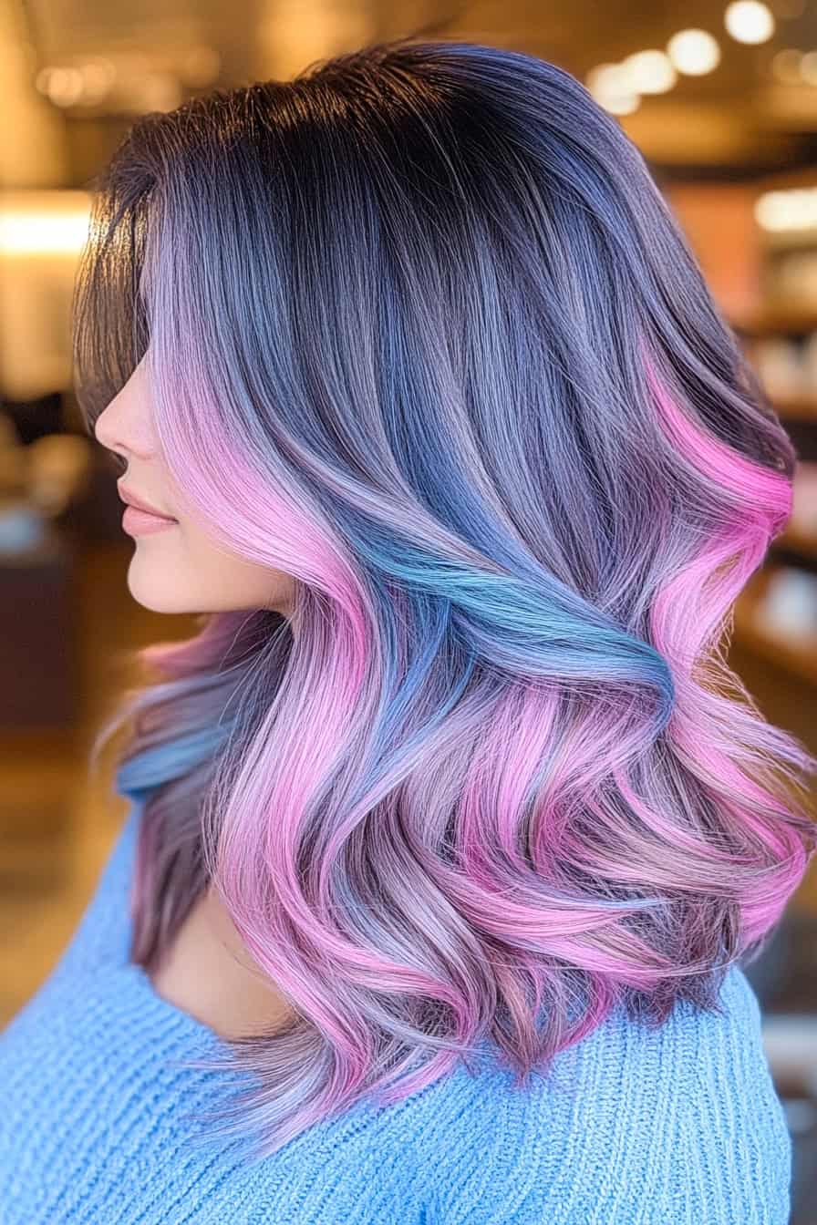 Pastel Lavender, Pink, and Aquamarine Hair