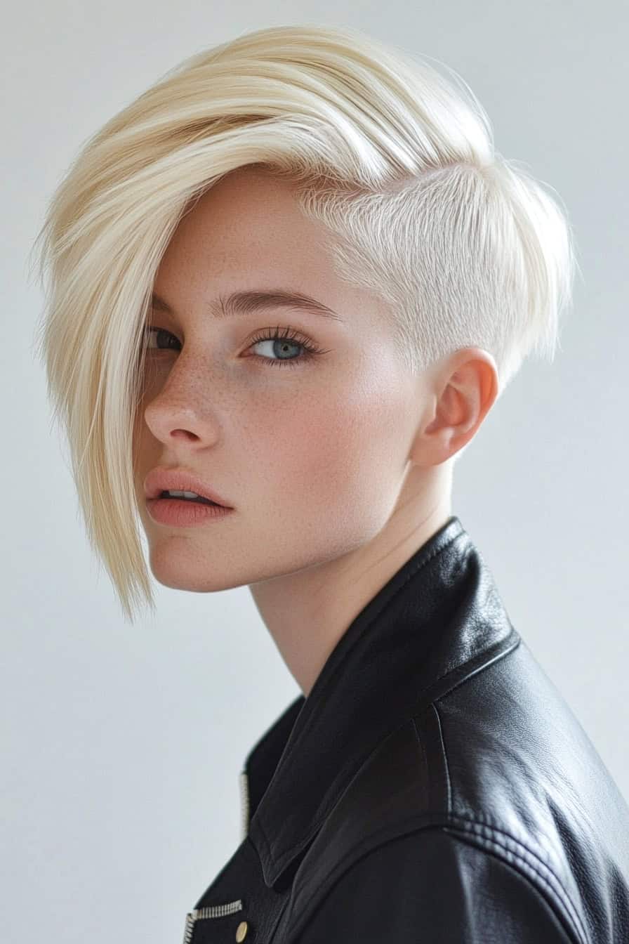 Platinum Blonde Asymmetrical Hairstyle