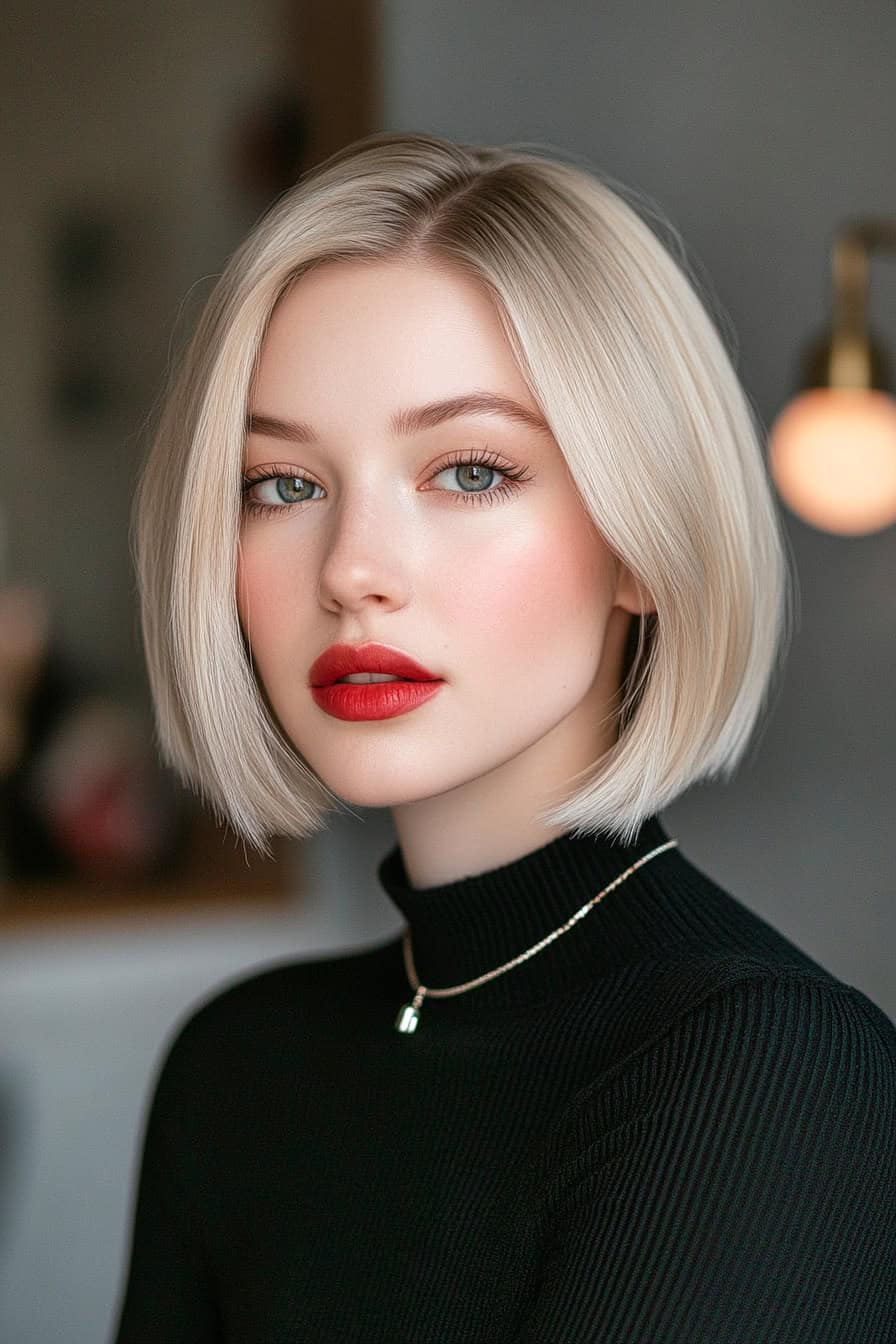 Woman with a Blonde Bob Hairstyle