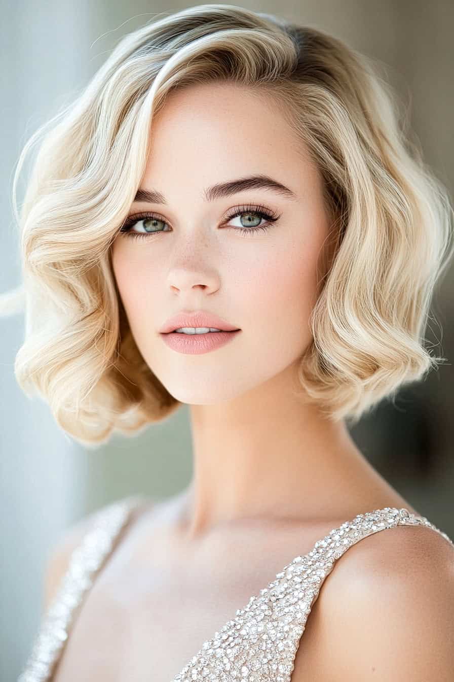 Woman with Blonde Bob Cut