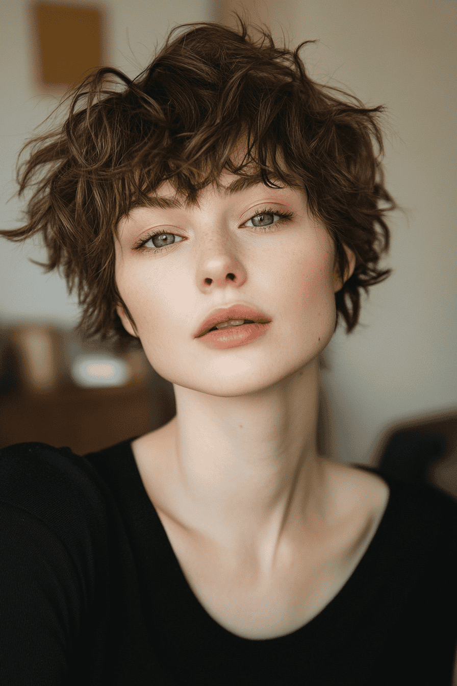 Woman with a shaggy haircut