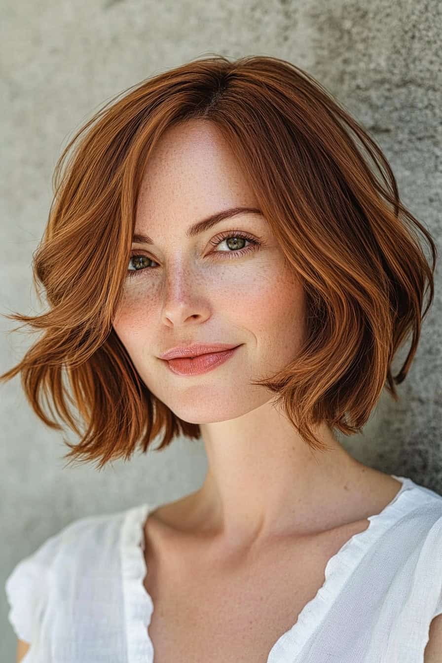 Woman with Chic Wavy Bob Hairstyle