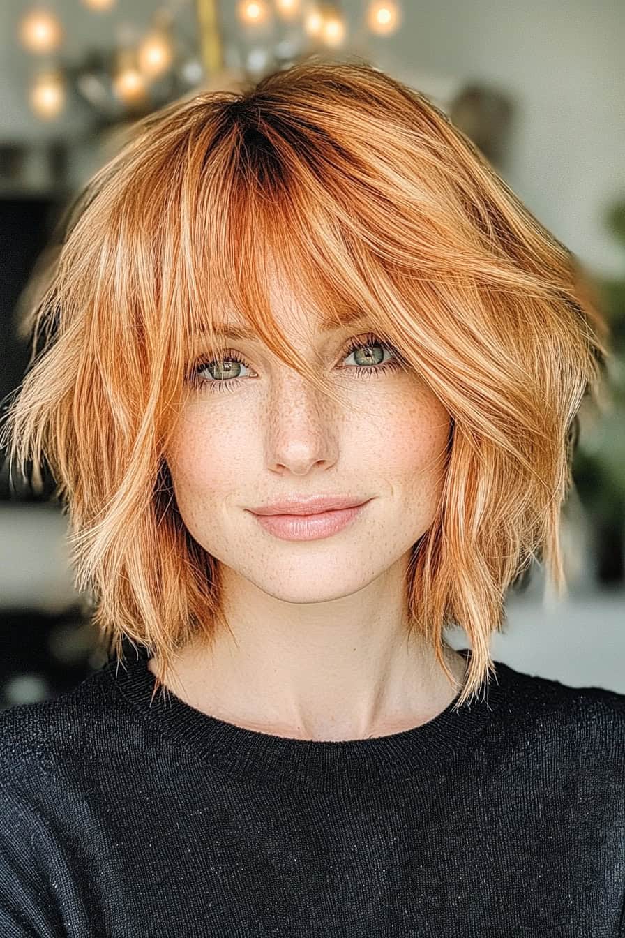 Woman with Choppy Orange Bob Hairstyle