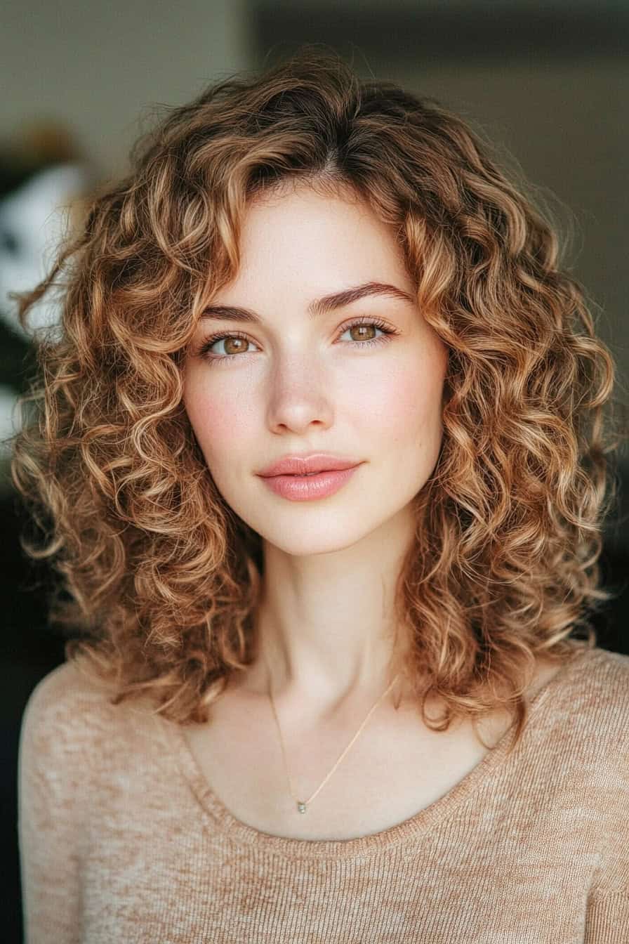 Woman with Curly Hair Rich Tones