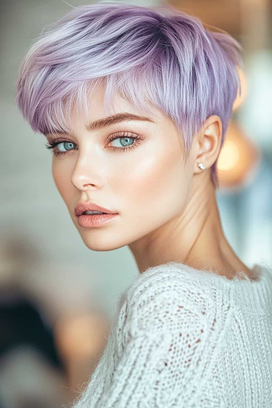 Woman with Lavender Pixie Hairstyle