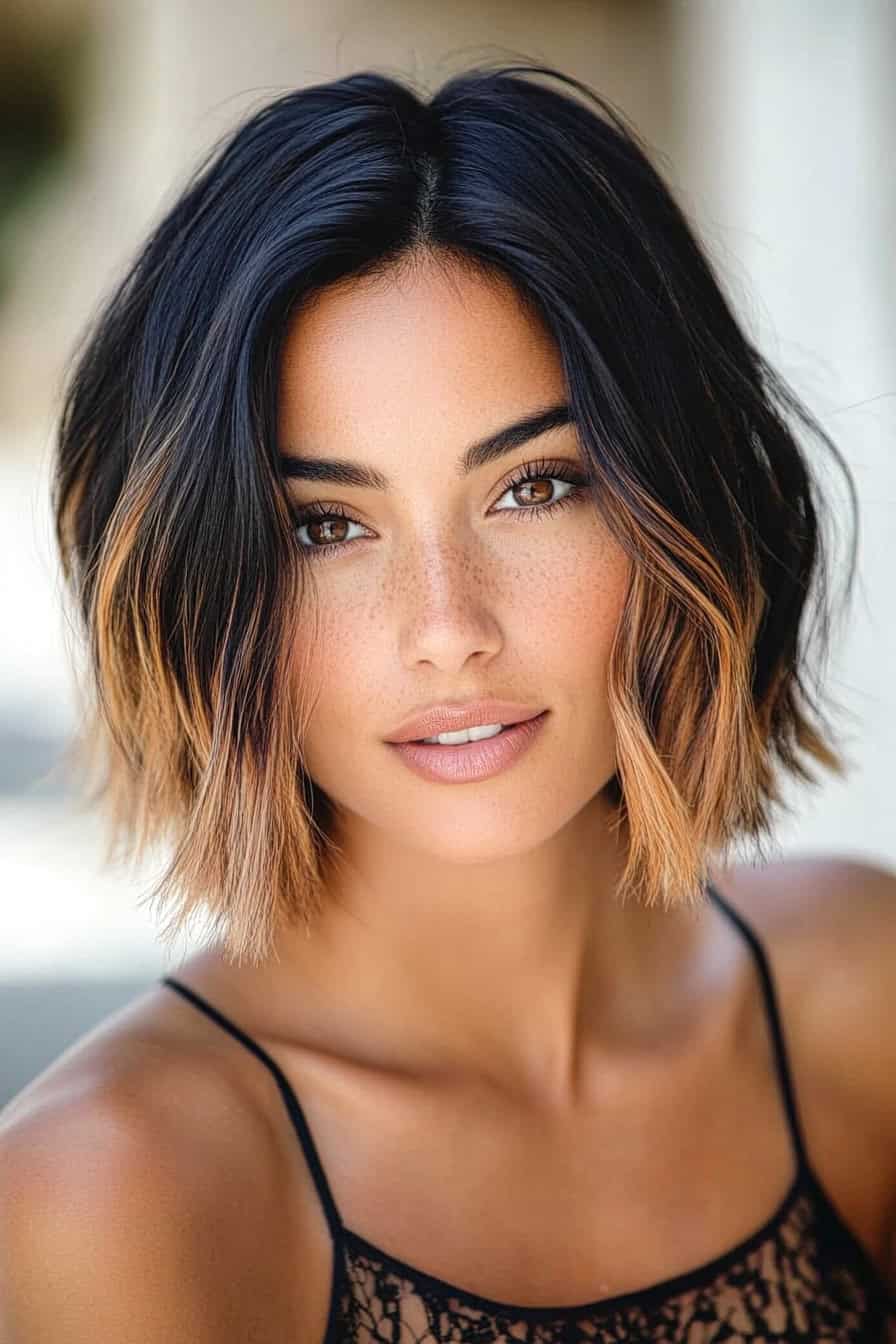 Woman with Ombre Bob Hairstyle