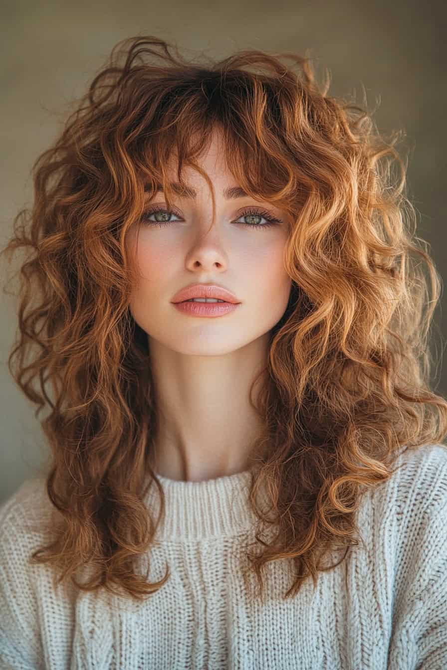 Woman with Red Curls Hairstyle