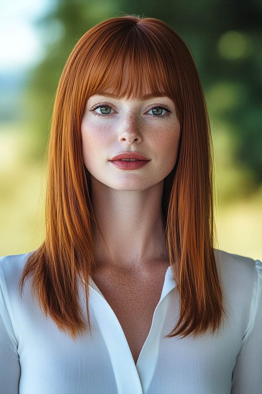 Woman with Red Hair and Fringe