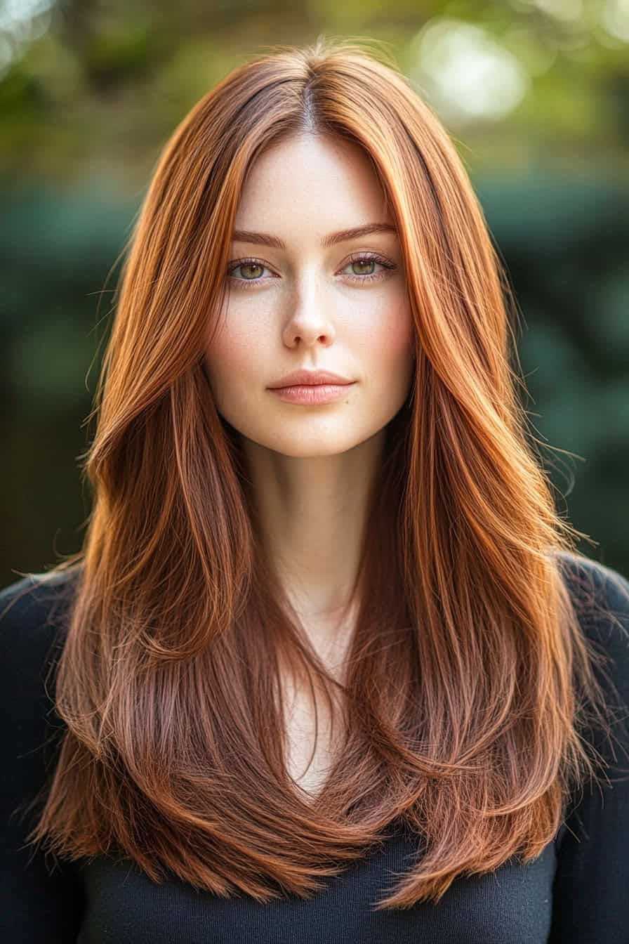 Woman with Reddish Brown Long Hair