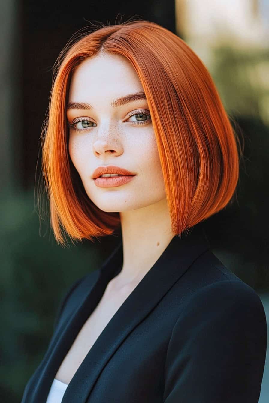 Woman with Vibrant Orange Bobcut