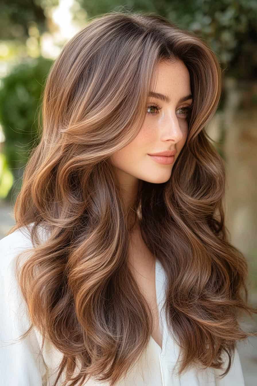 Woman with Voluminous Brown Waves