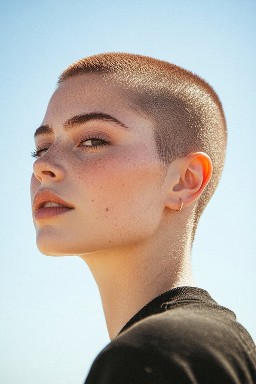 Young Person with Short Cropped Hair