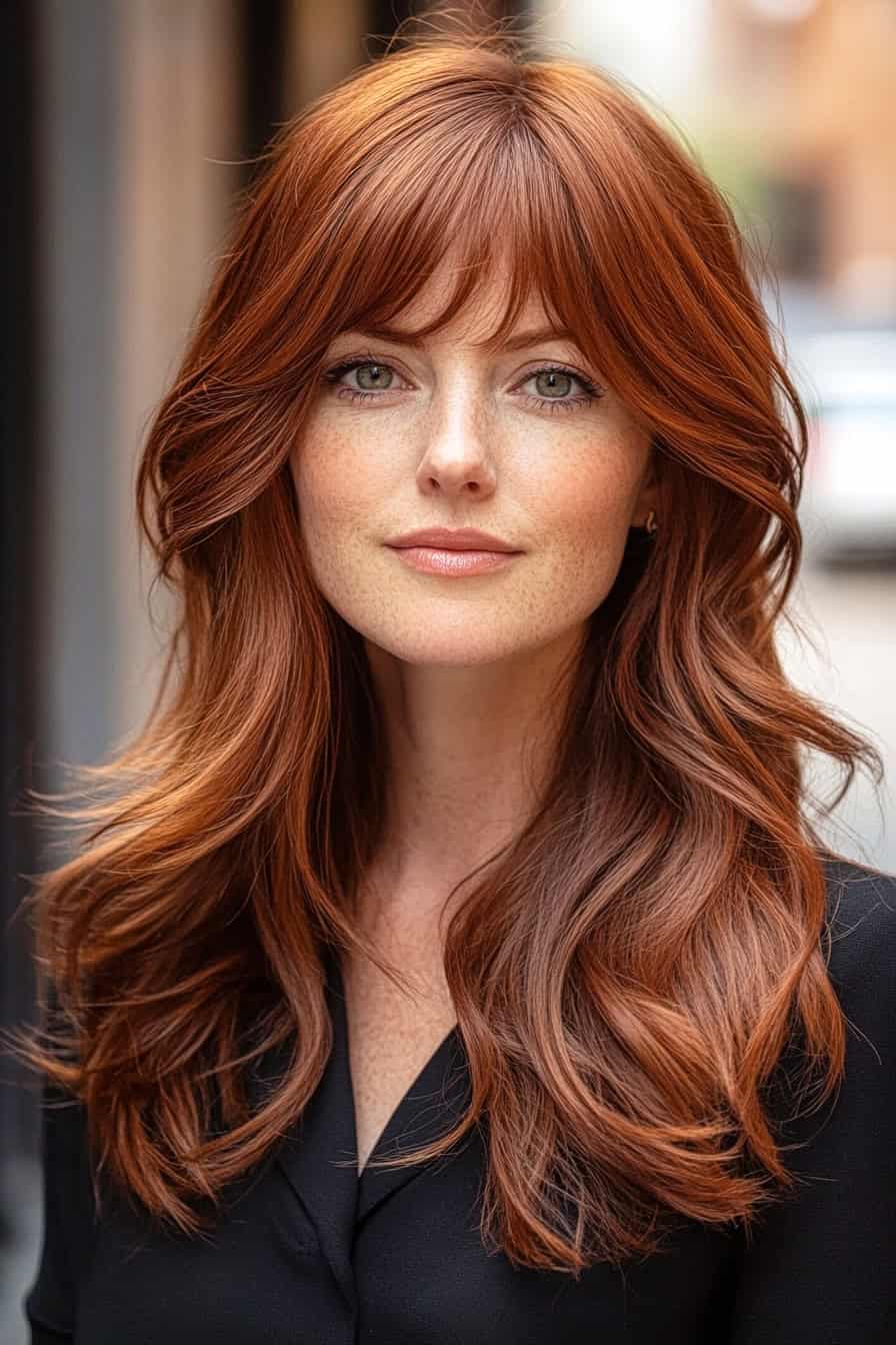 Young Woman with Auburn Wavy Hair