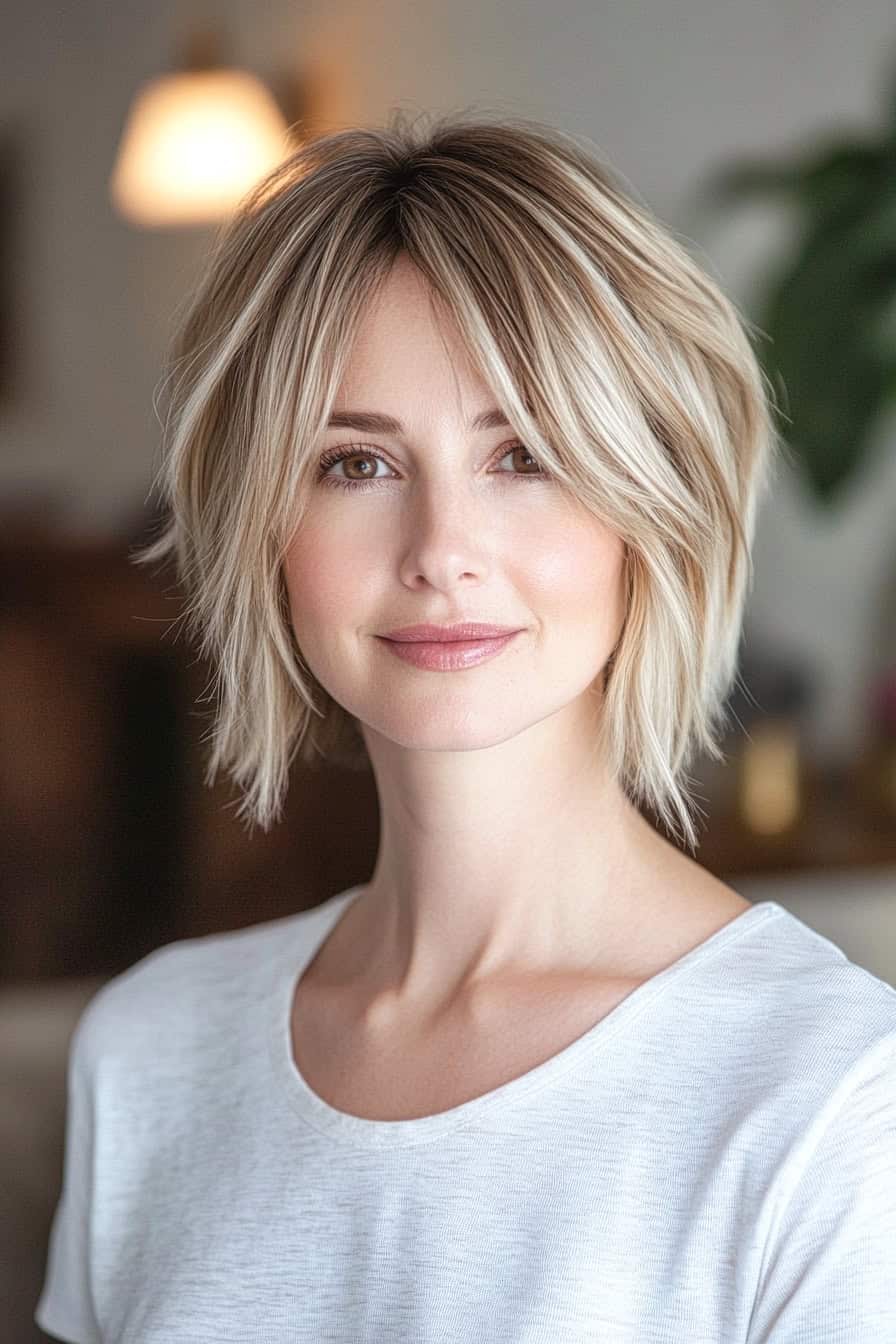 Young Woman with Blonde Bobcut