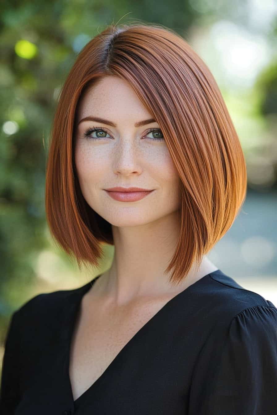 Young Woman with Vibrant Auburn Bob