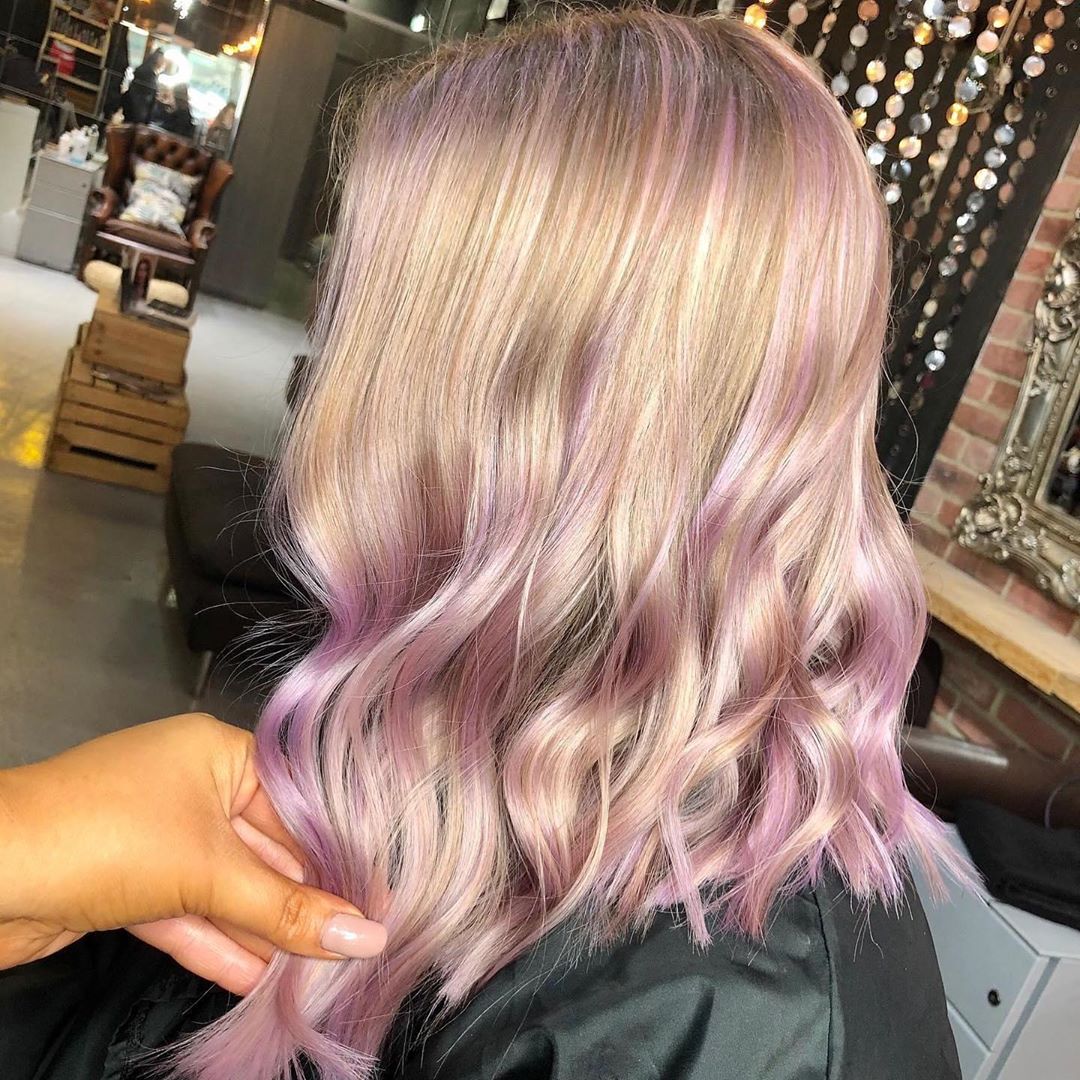 Short hair with pops of purple