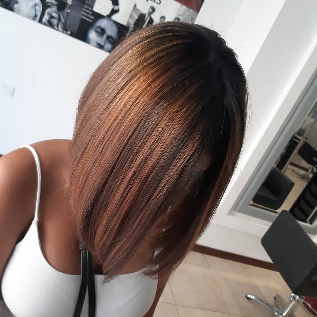 Sleek bob with autumn colors