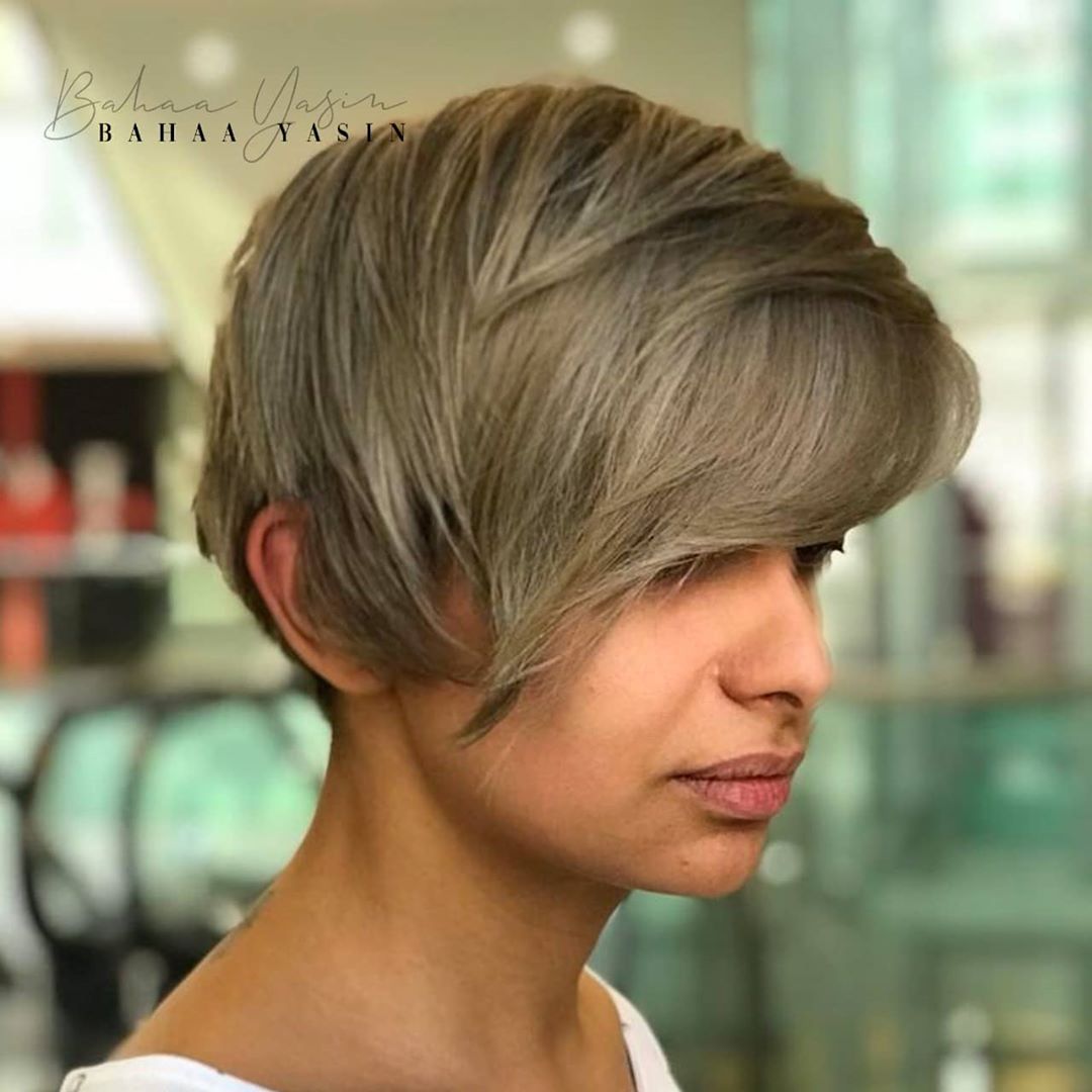Pixie cut with side bangs