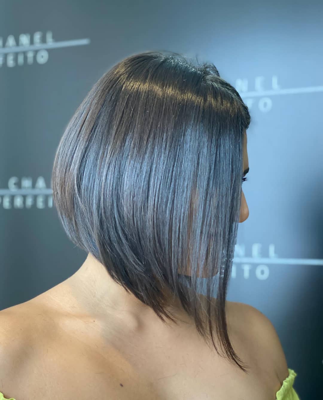 Angled bob hairstyle