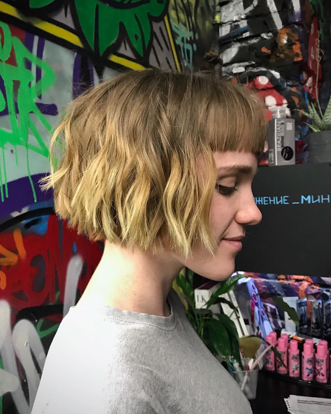 Short bob with micro bangs