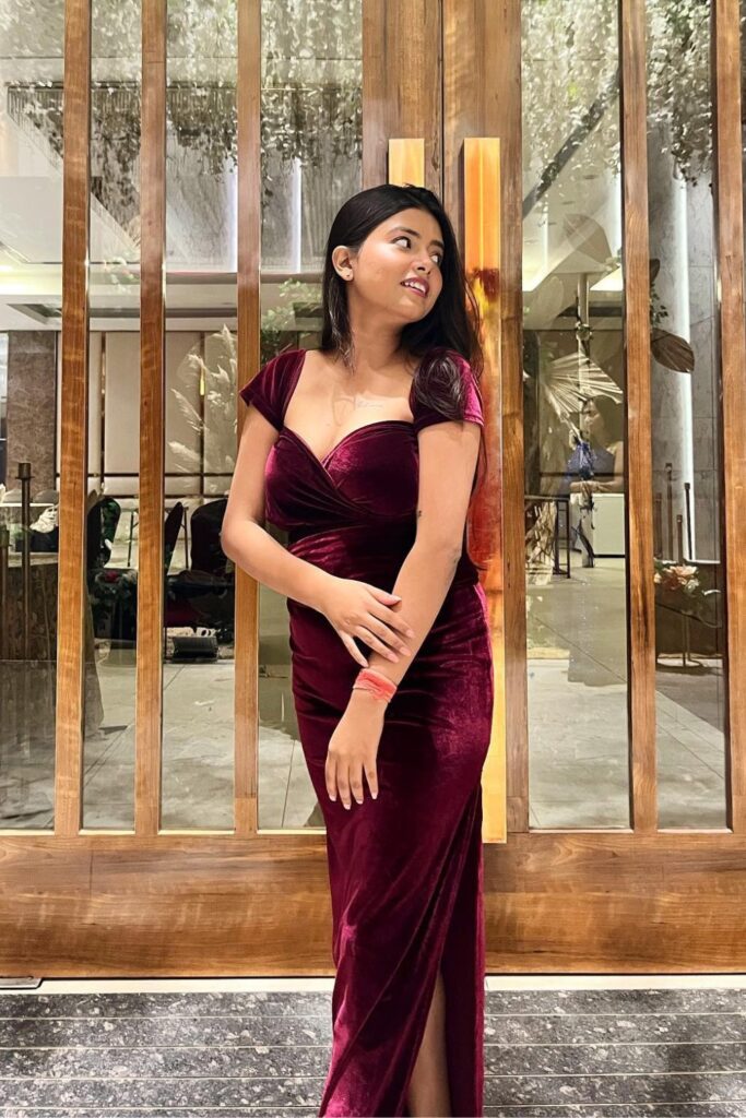 Velvet Gown with Slit
