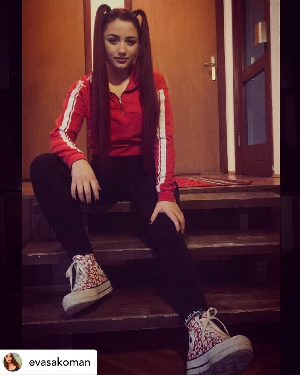 Instagram baddie with pigtails.