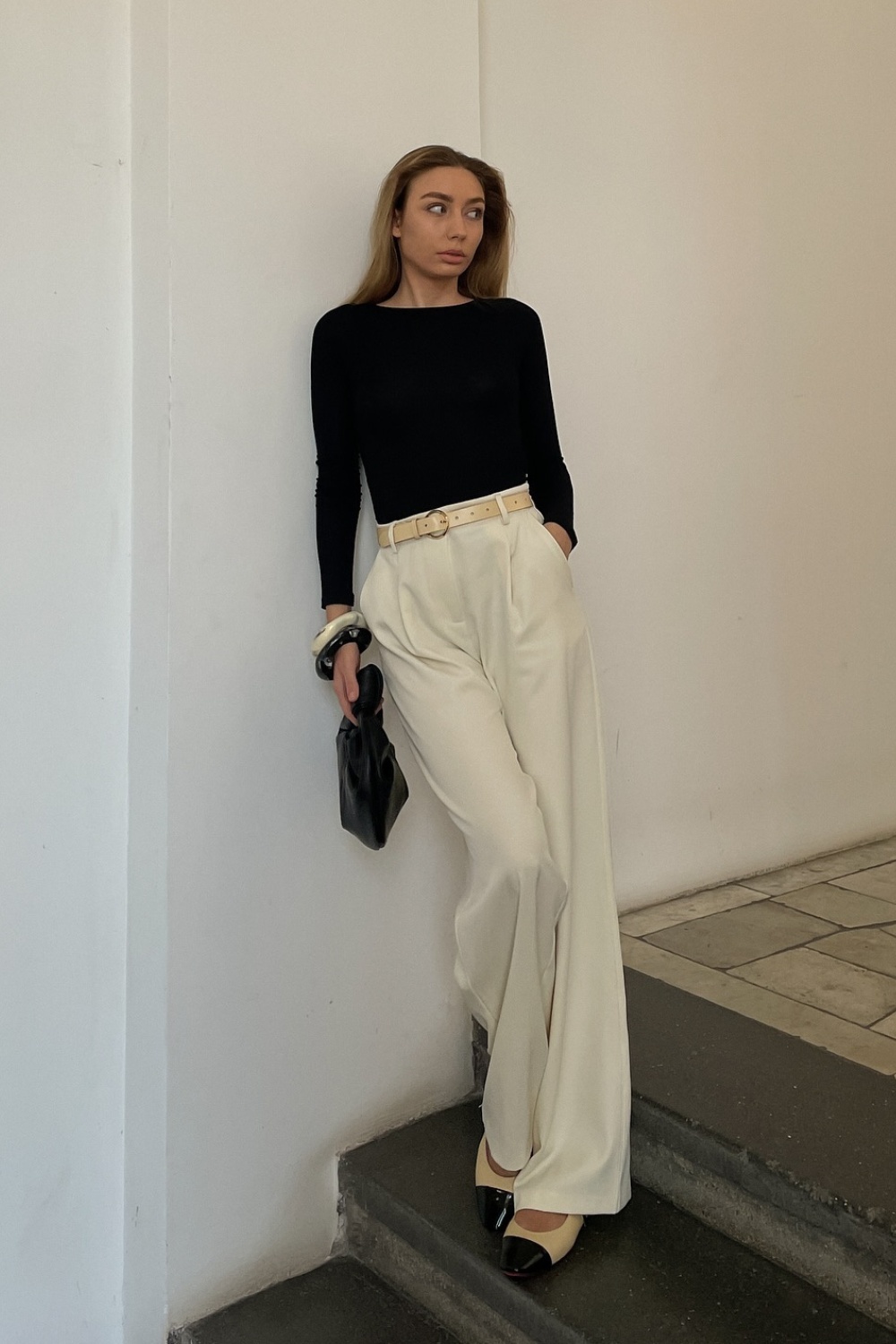 ballet-flats-outfits-12 Black and Cream