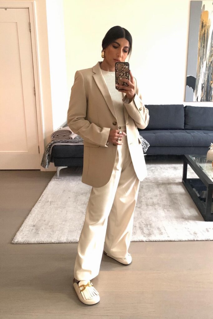 beige-blazer-outfits-12-683x1024-1 All-Cream Ensemble with Beige Blazer