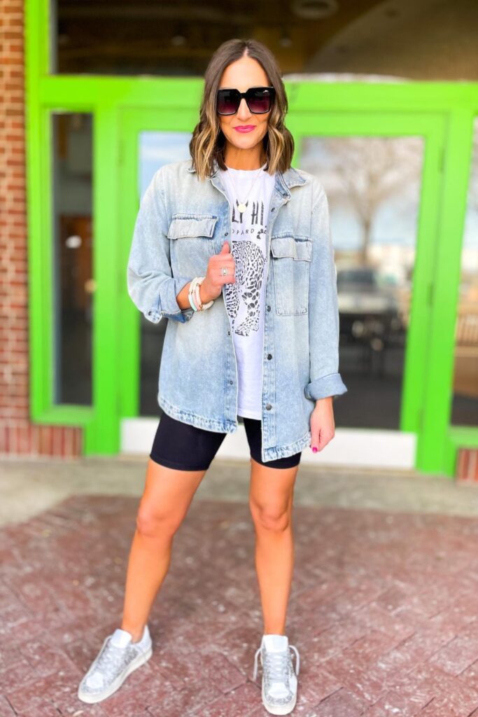Denim Shirt and Graphic Tee