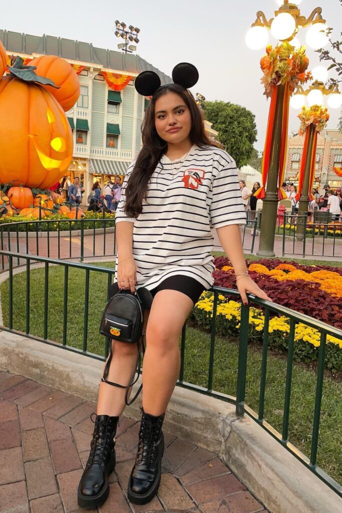 Striped Tee and Combat Boots