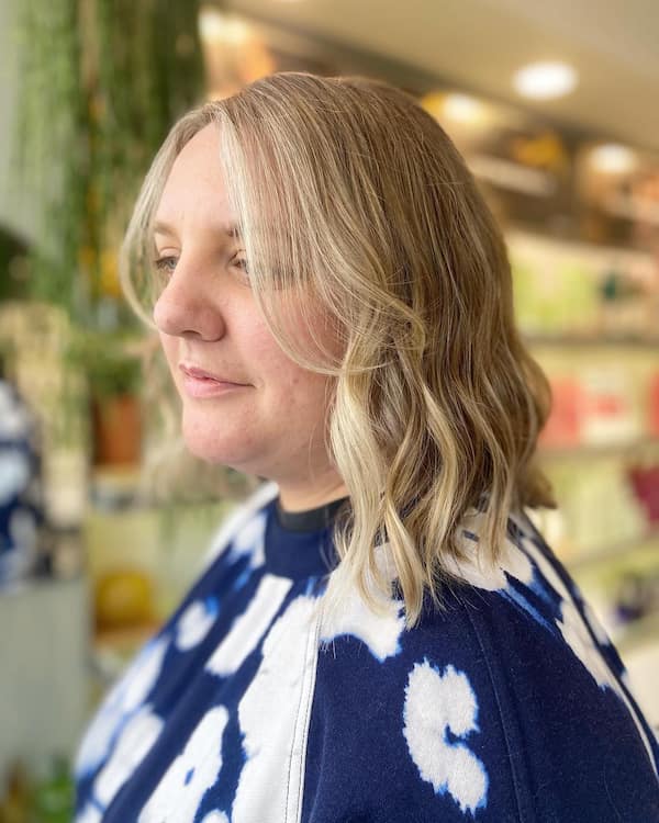 Blonde Lob Haircut for Older Women