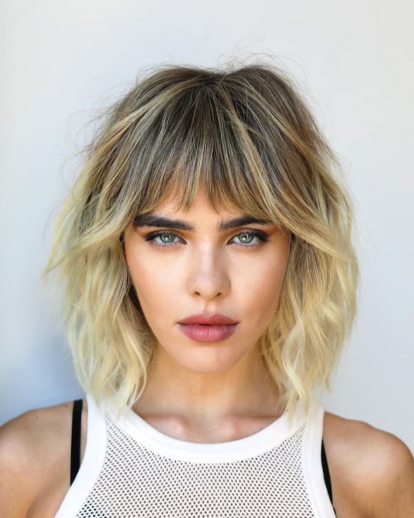 Blonde Wavy Shag Haircut