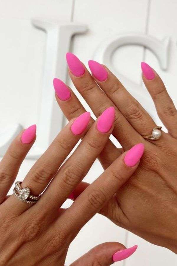 Bold and Beautiful Hot Pink Matte Nails