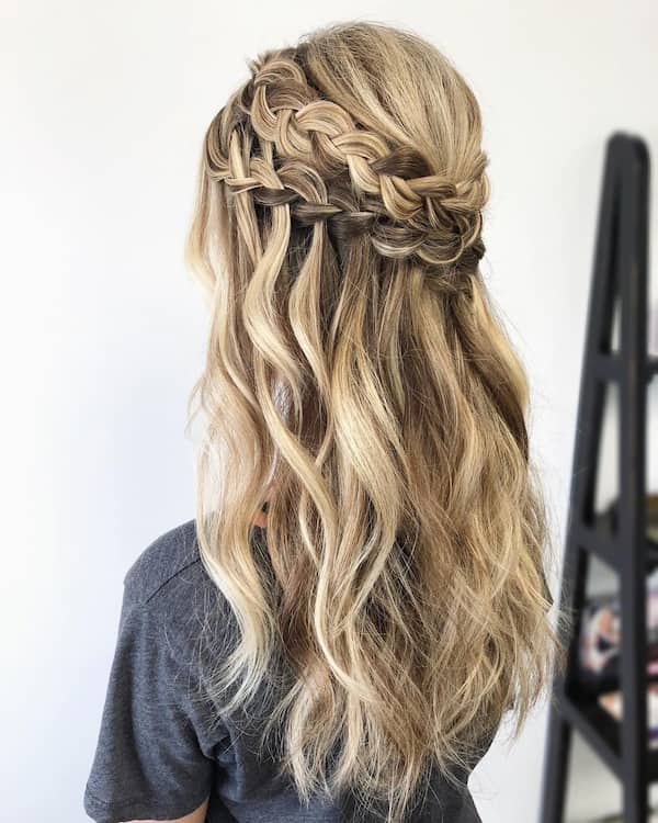 Braided Updo Waterfall Half Down Hair