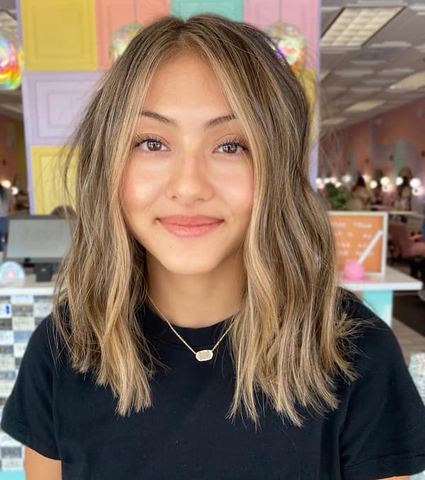 Bronze Balayage Bob on Straight Hair