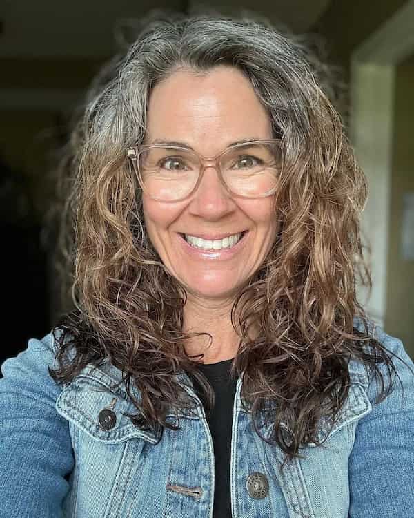 Brown and Gray Natural Curly Haircut