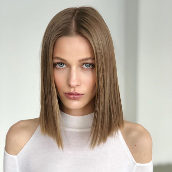 Brown Neck-Length Bob