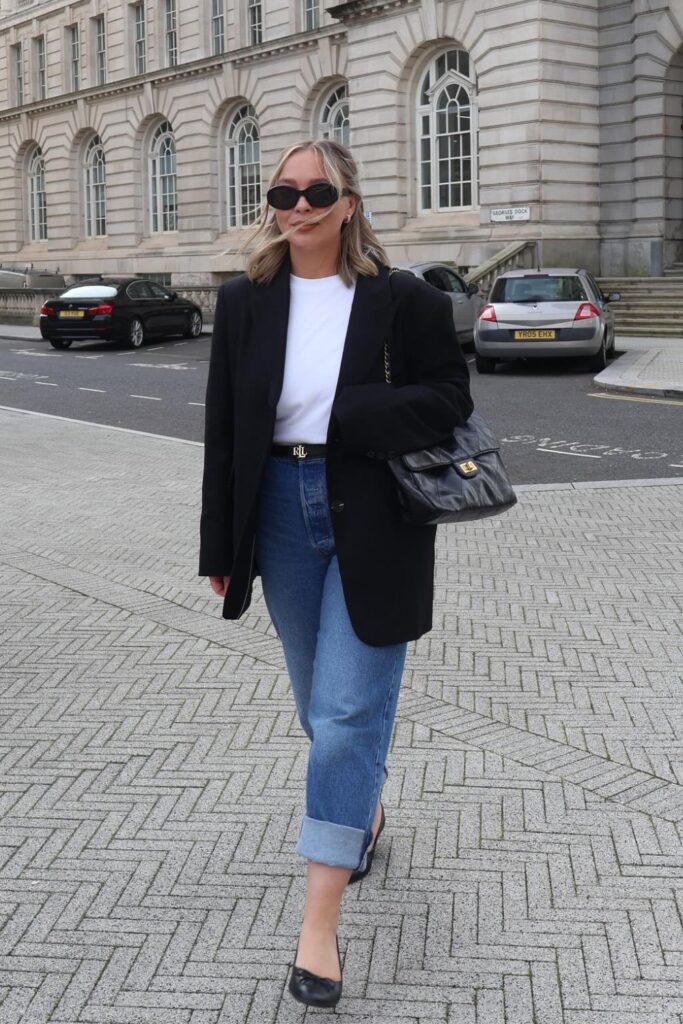 Black Blazer and White T-Shirt