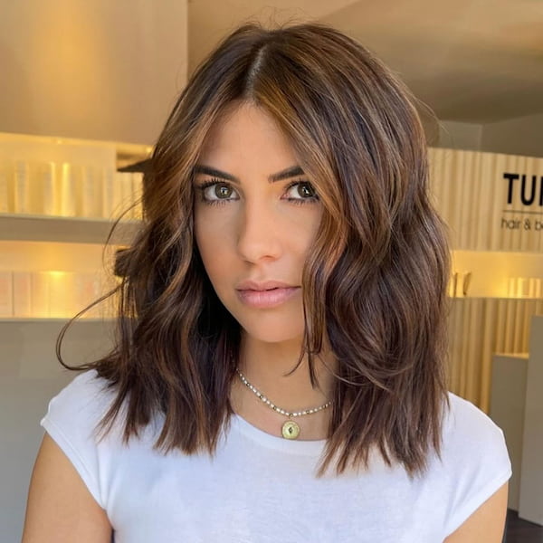 Center-Parted Wavy Long Bob