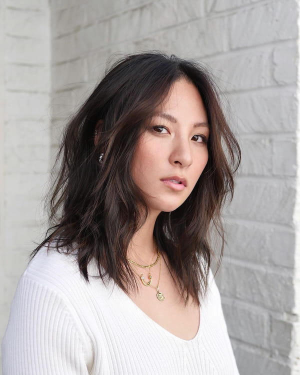 Centre-Parted Straight Shag Haircut