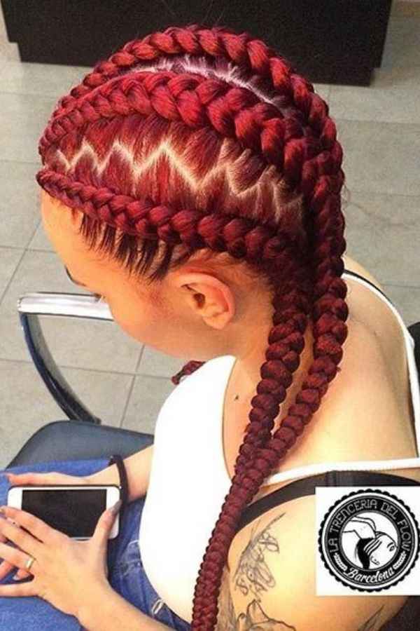 Cherry Wine Zig-Zag Parting