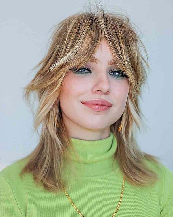 Choppy Shaggy Haircut with Bottleneck Bangs