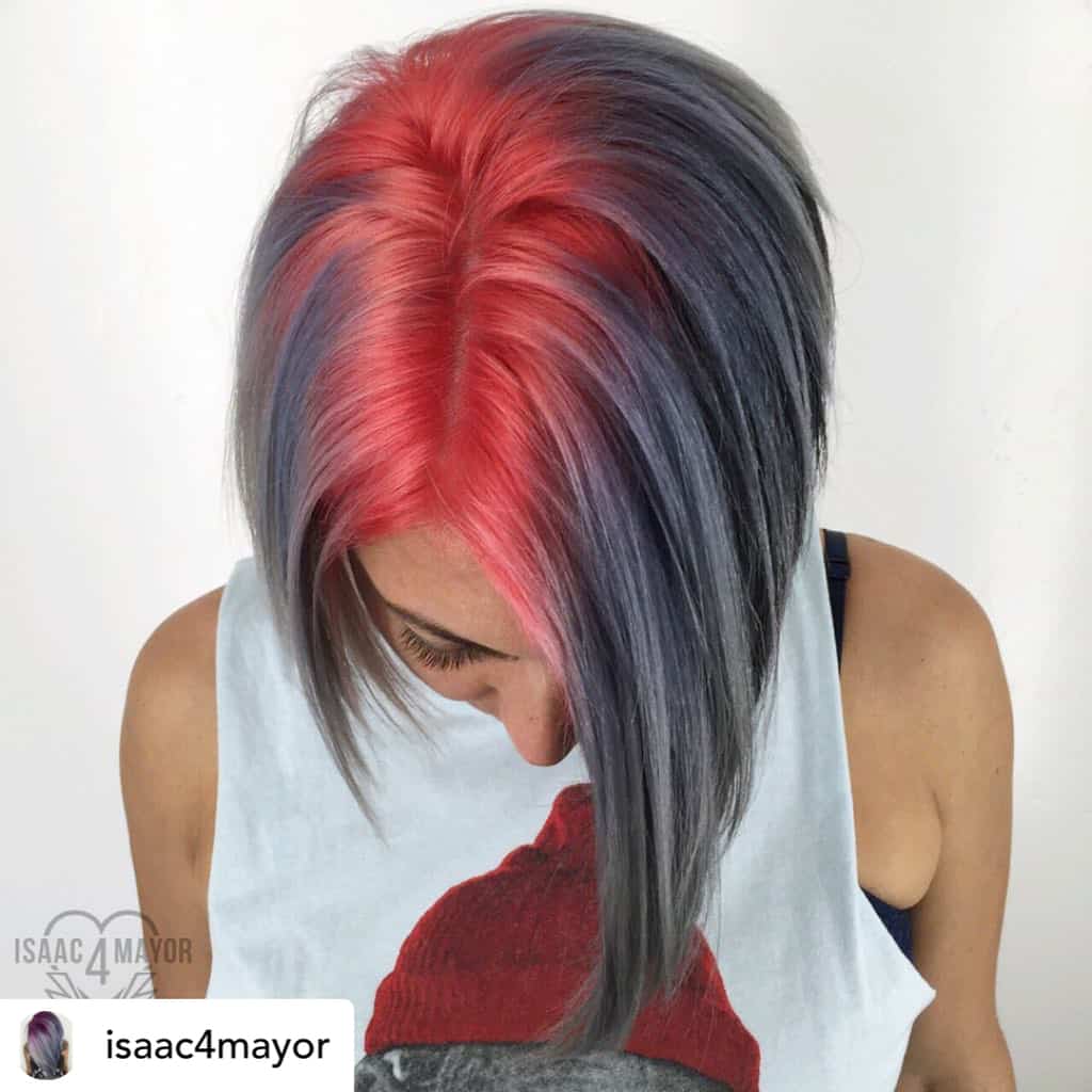 Red and silver hair color is perfect for Christmas!