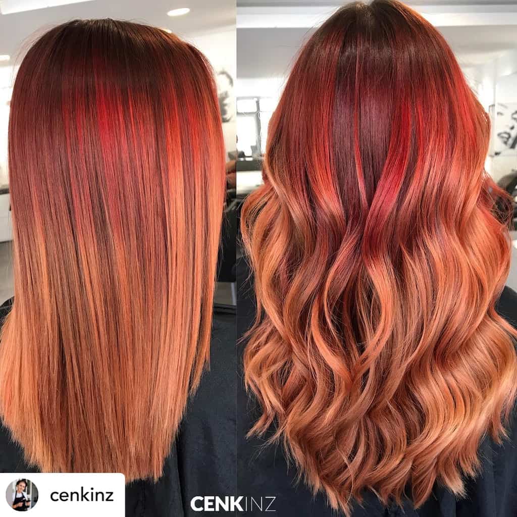 Golden red balayage is perfect for Christmas!