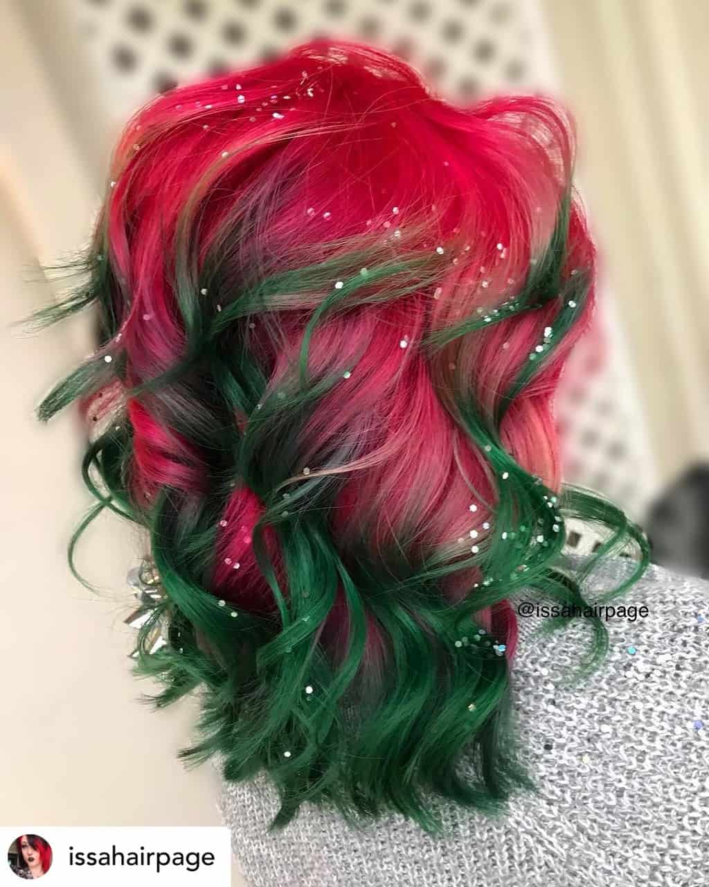 Red and green hair is perfect for Christmas!