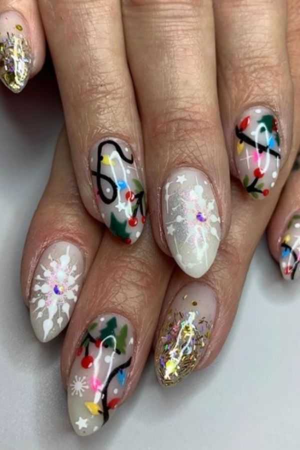 Christmas Lights Nails
