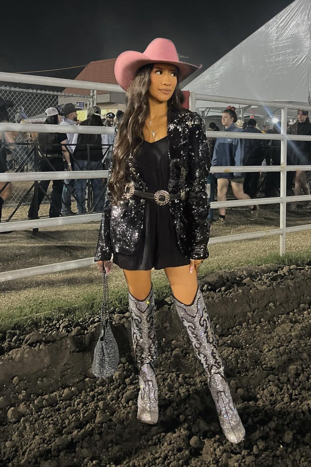 cowgirl-outfits-23 Sequin Blazer & Mini Dress