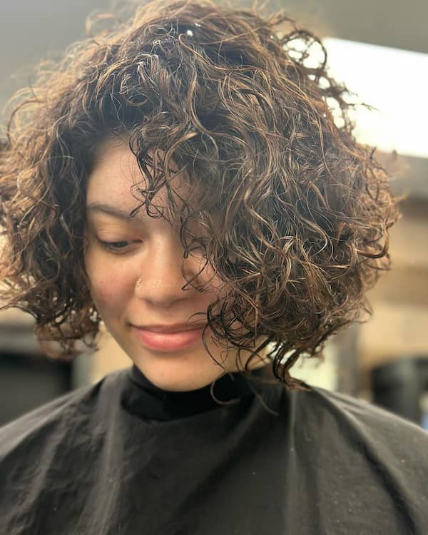 Curly Bob with Bangs