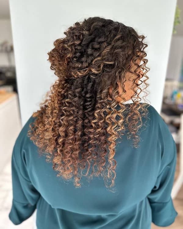 Curly Bridal Half Half Down Hairstyle