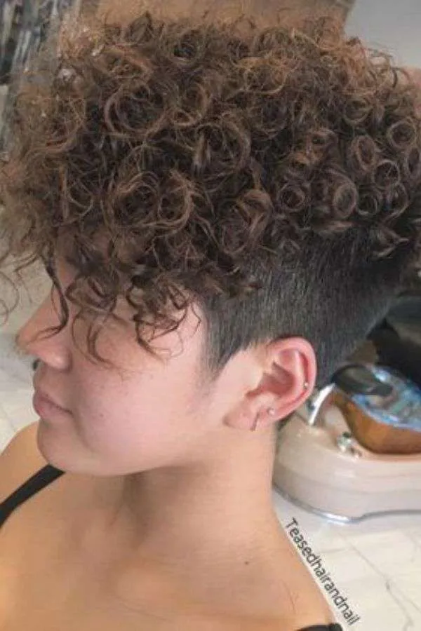 Curly Mohawk with Fade